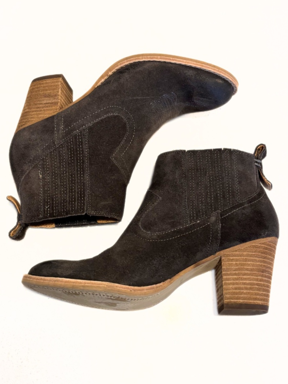 Dolce Vita Jones Suede Western Ankle Booties Block Heel Grey Size 8 - Picture 7 of 12
